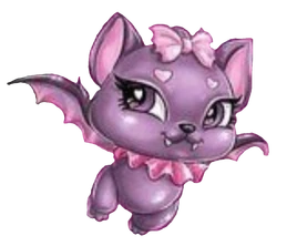 Count Fabulous, a purple bat with pink bow and hearts